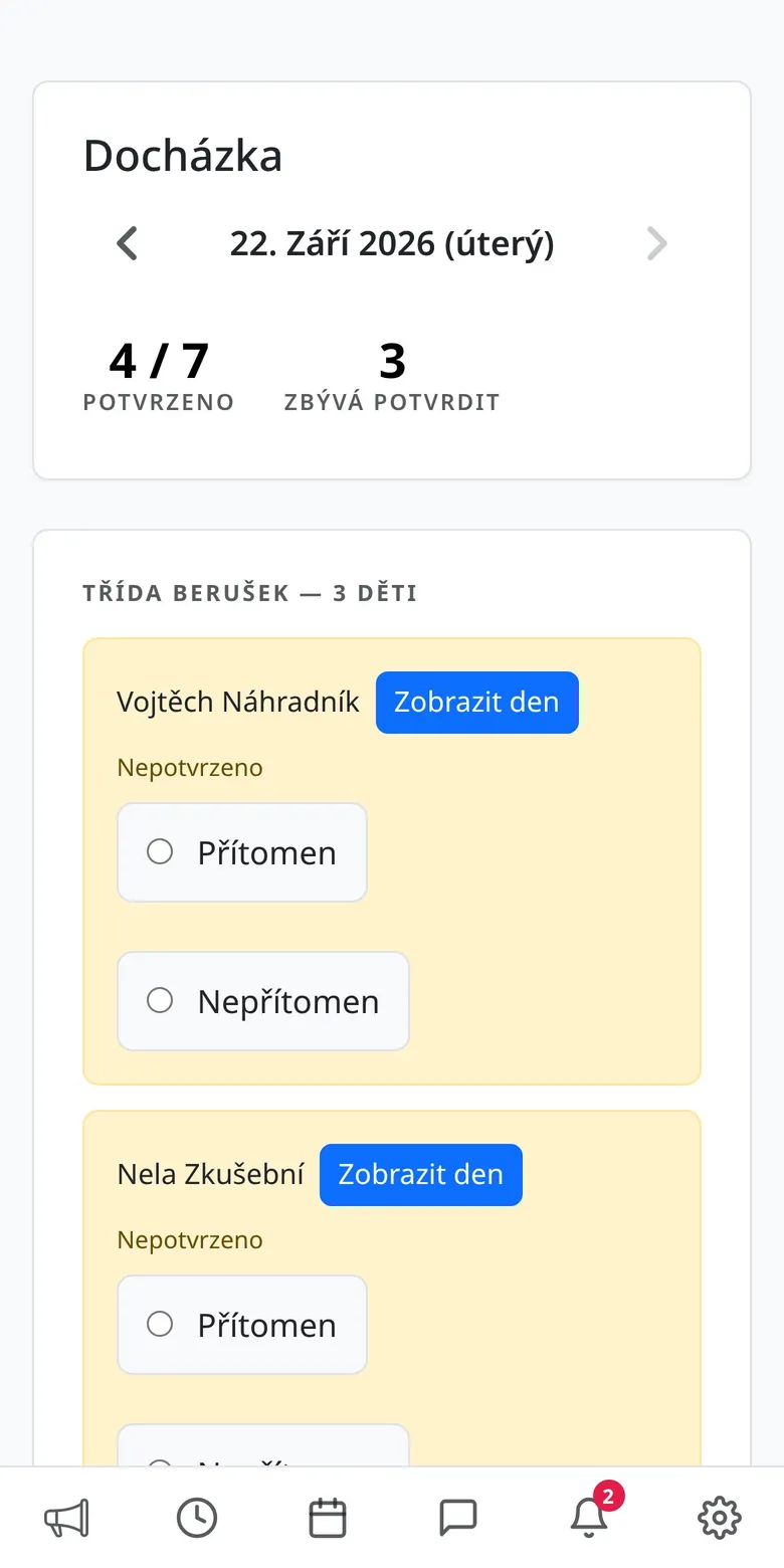 Ranní docházka po třídách